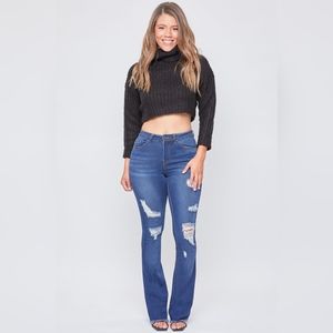 YMI High Rise Distressed Hem Flare Jean